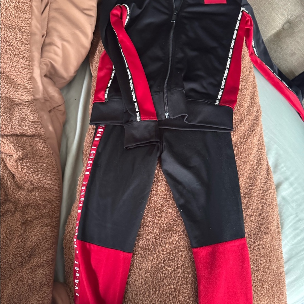 Nike Kids Black and Red Track Jacket & Pants Matching Set